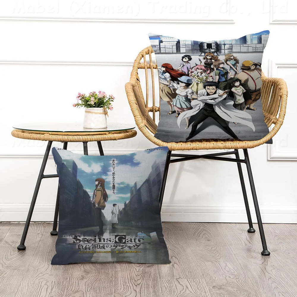 Anime Steins Gate Pillow Cushion Cover Pillowcase Living Room Sofa Home Decor Customized