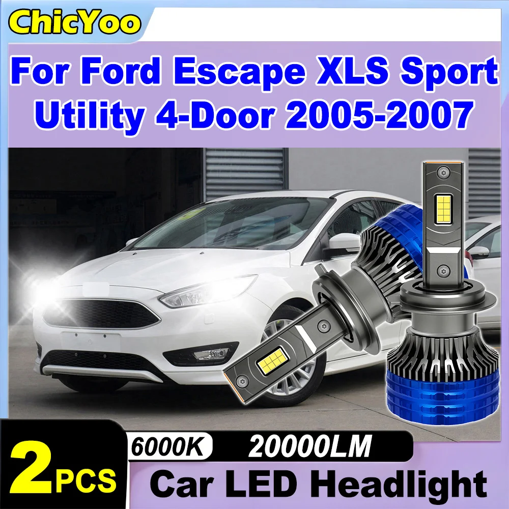

2PCS 20000LM High Power Front Headlamps 6000K Super White LED Headlights 12V For Ford Escape XLS Sport Utility 4-Door 2005-2007