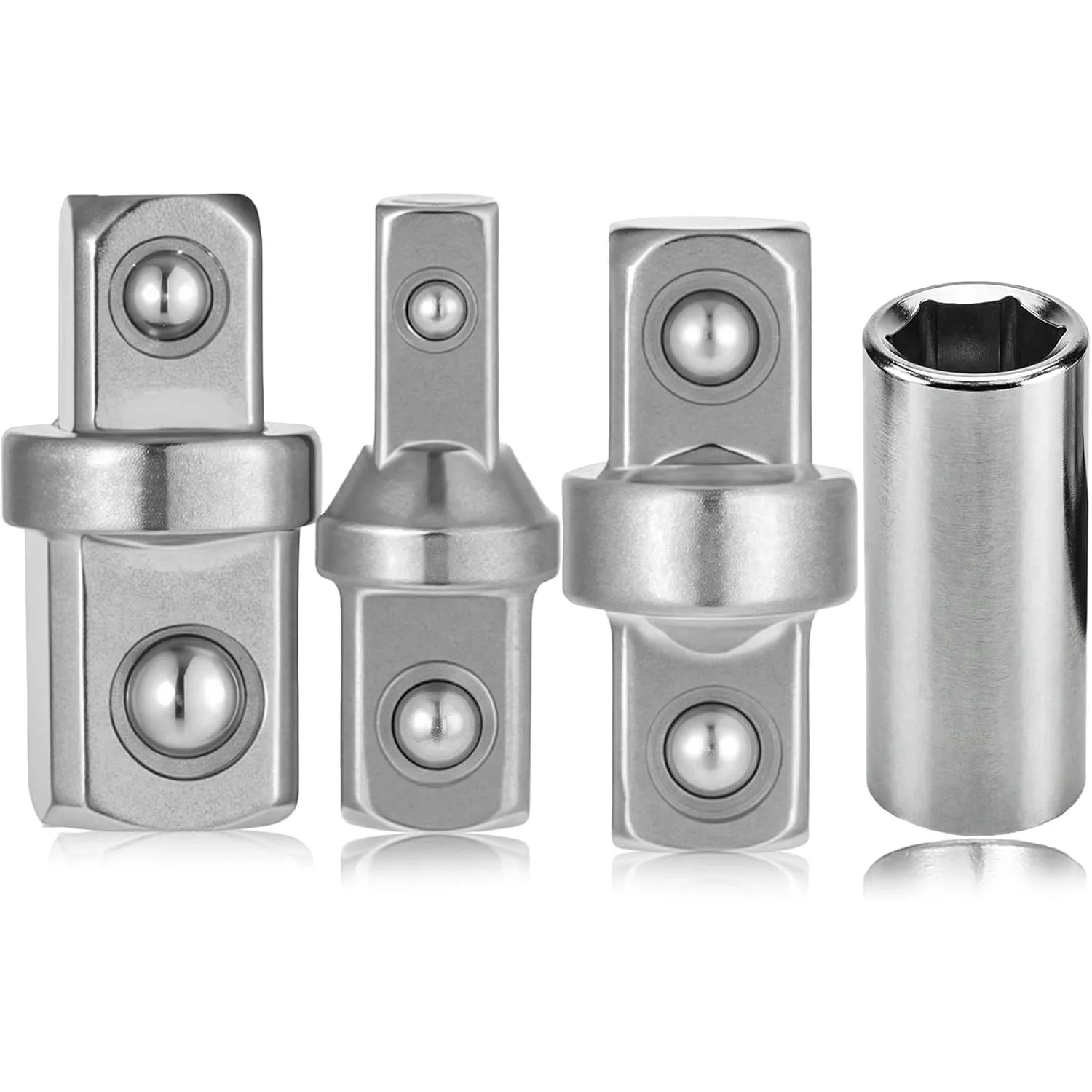 4PCS 1/2 1/4 3/8 Square Drive Adapters External Square Internal Hexagonal Connector Ratcheting Wrench Squares Head Sockets