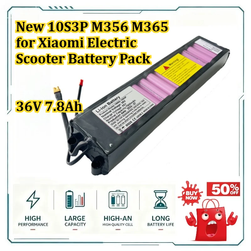 [New] 10S3P M356 M365 for Xiaomi Electric Scooter Battery Pack 36V 7.8Ah Waterproof Bluetooth Communication 18650 Battery