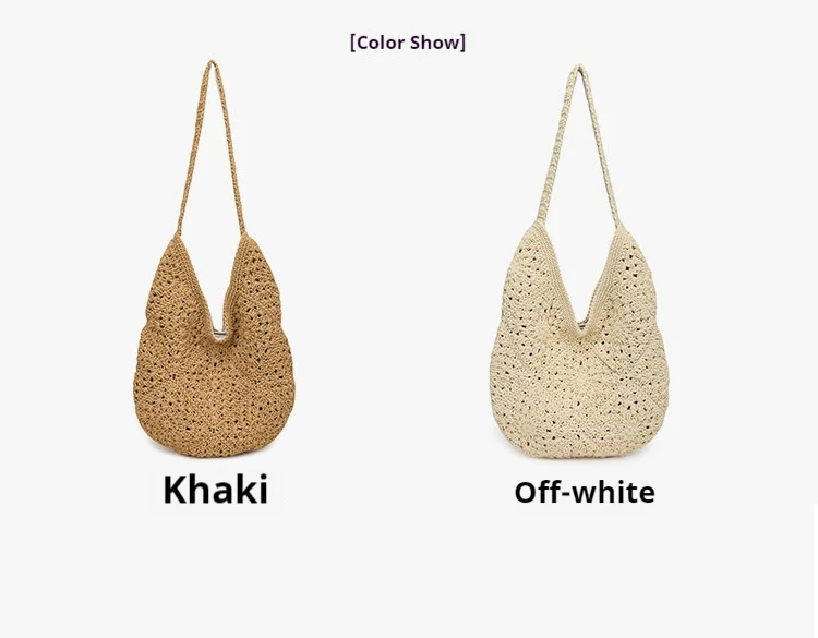 Handbag Shoulder Bag Cotton Rope Woven Hollow out Large Capacity Cotton Liner Casual Fresh Sweet Style Beach Style 2026 New