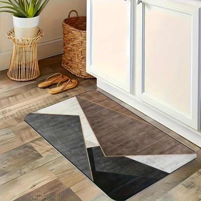 

1PC Geometric Pattern Kitchen Rug Non-Slip Door Mat Pop design Bathroom Rug Bath Mat Carpet for Home Sink Laundry Decoreeree
