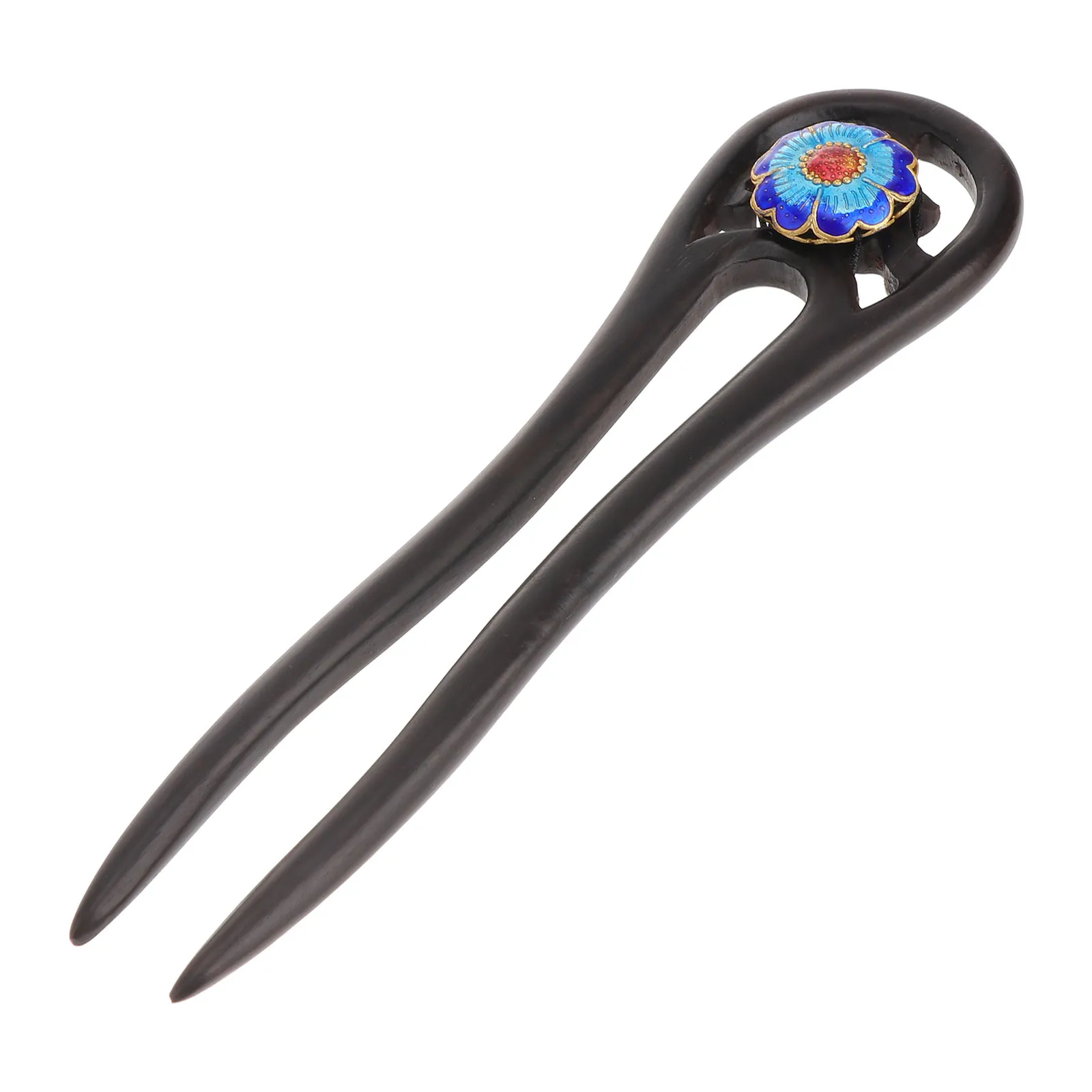 

Заколка для волос из черного дерева U-образный шиньон с двойным зубцом, аксессуар для прически, черные заколки для волос из сандалового дерева для свадебной вечеринки, банкета, глянцевые