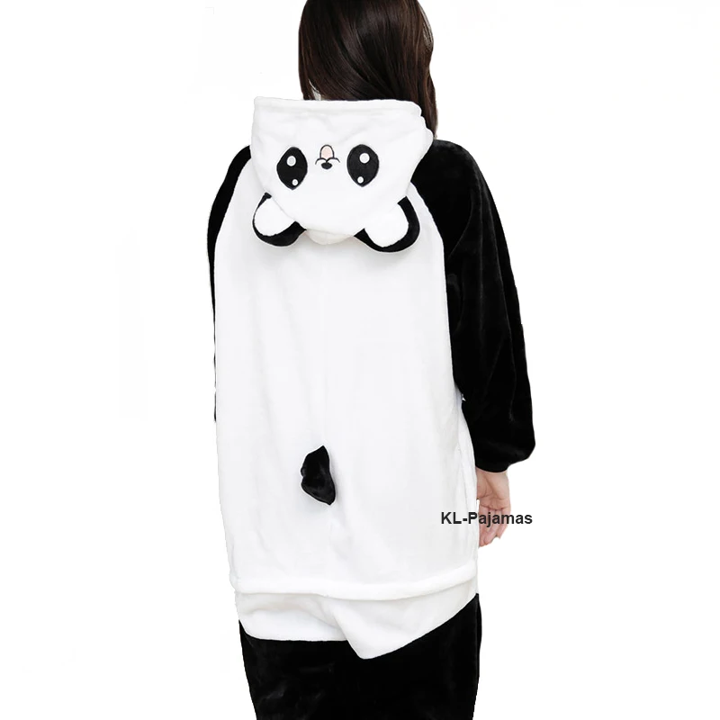 Unisex yetişkin karikatür Panda kostüm cadılar bayramı noel pijama tulum onewomen kadınlar ve erkekler için sıcak peluş Cosplay pijama