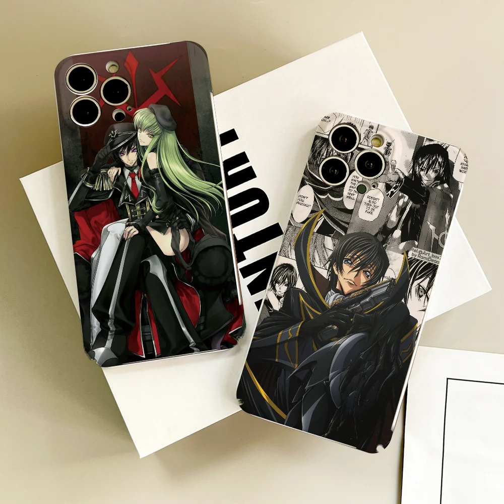 HOT ANIME C-Code GeasS phone case FUNDA For IPhone 16 15 14 13 12 11 Plus Pro Max Mini Precise Hole Matching Film Covers