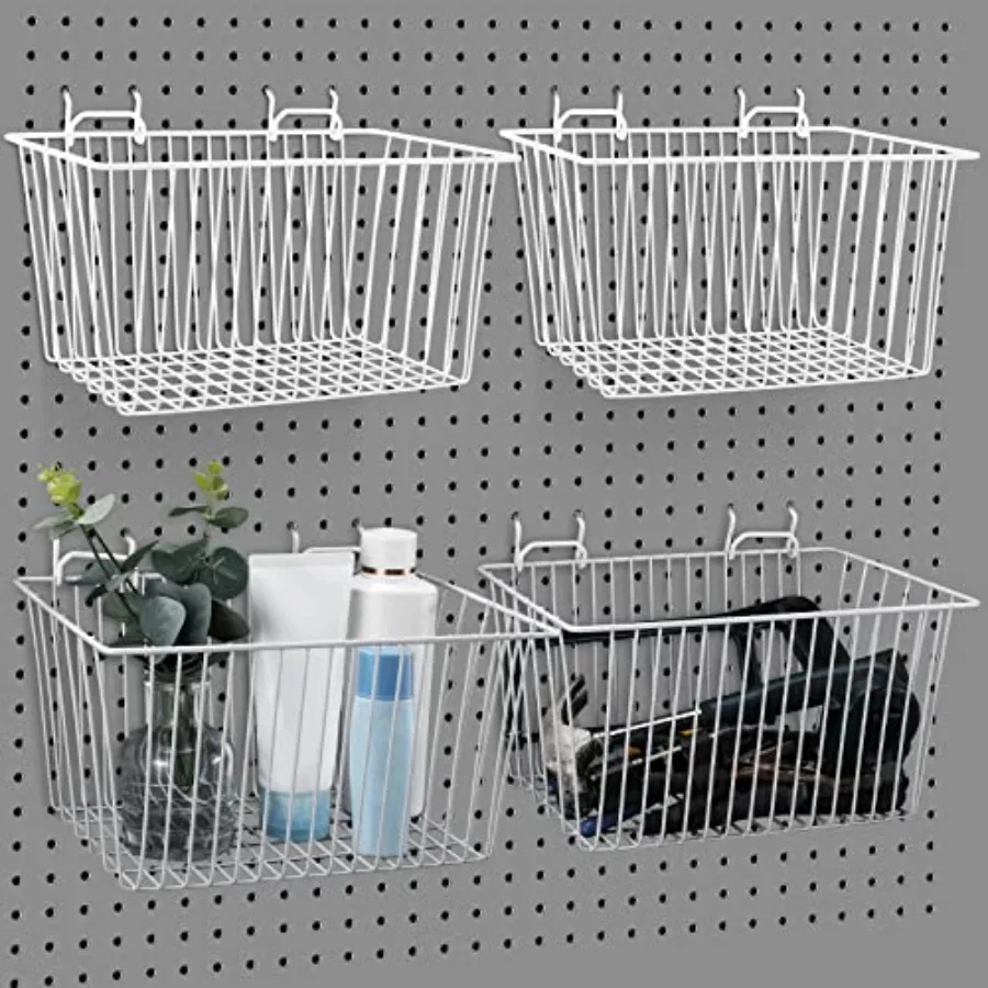 

4 Pack Pegboard Baskets Pegboard Hooks Assortment Various Tools Storage Pegboard Parts Storage System Peg Board Workbench Metal