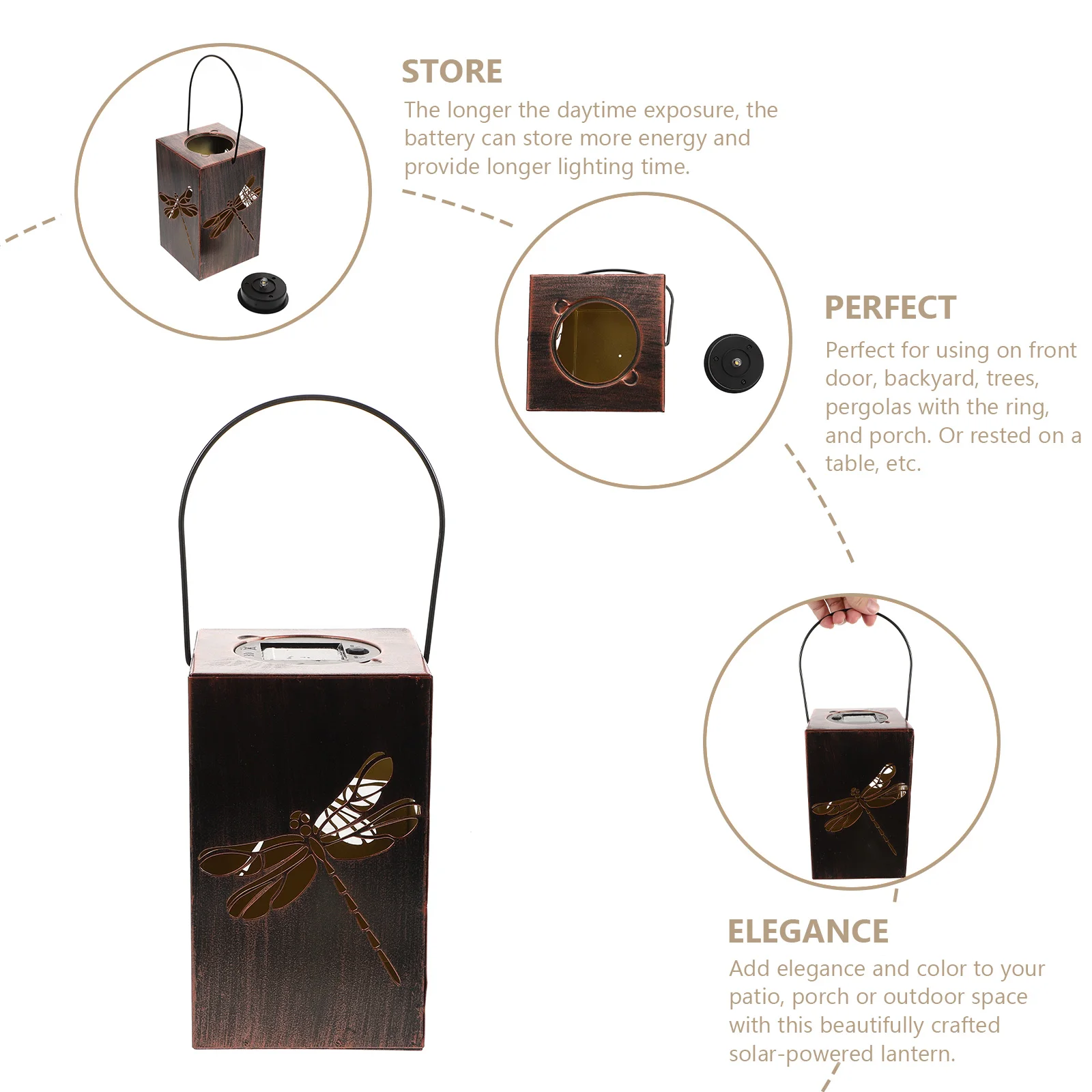 

Solar Dangofly Lantern Solar Light Outdoor Waterproof Hanging Decorative Iron Garden Night Lighting nament Retro Style