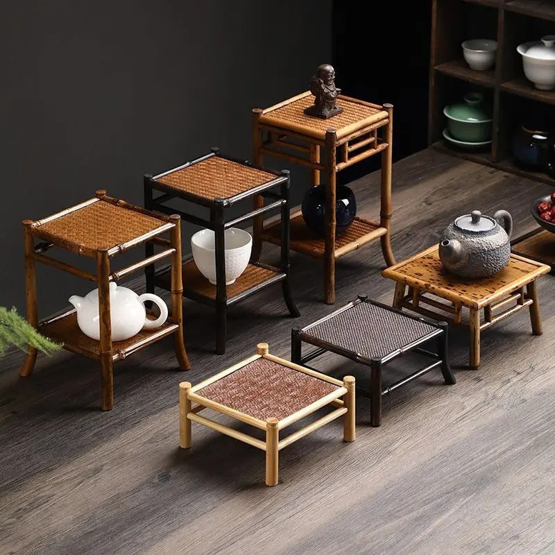 

Hxl handmade bamboo woven square tea tray/caddy stand