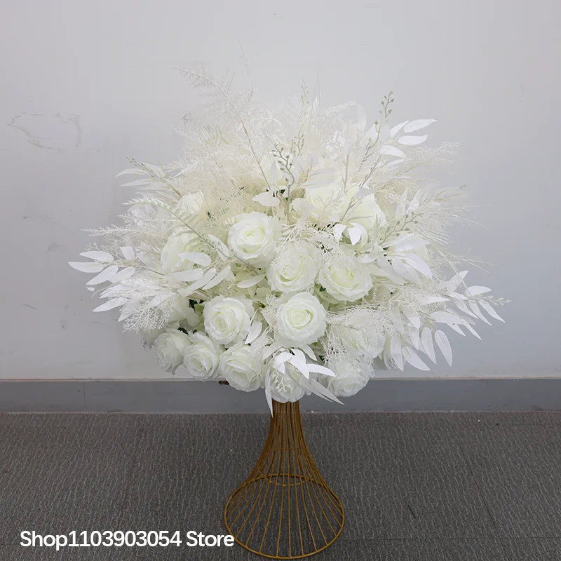 Künstliche Blumen, dichte Nebelgras-Serie, luxuriöse weiße Rosen, Hochzeitsdekoration, Blumenkugeln, großartige Party, Tischdekoration für Zuhause, Requisiten – Detail 7