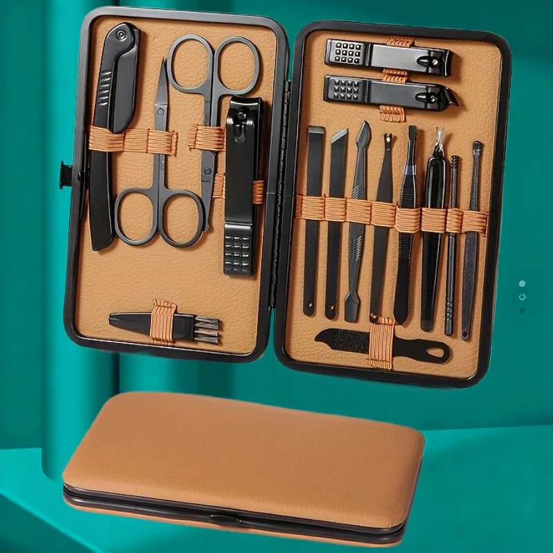 

7/16/24pcs luxury stainless steel nail professional nail clippers, scissors and beauty tools with portable box pedicure set