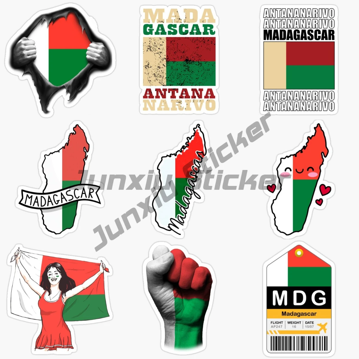 

MADAGASCAR Flag Decal Camper Window Truck Motorcycle Bumper Car Off-road Surfboard Boat Wall Vinyl Self-adhesive Car Sticker