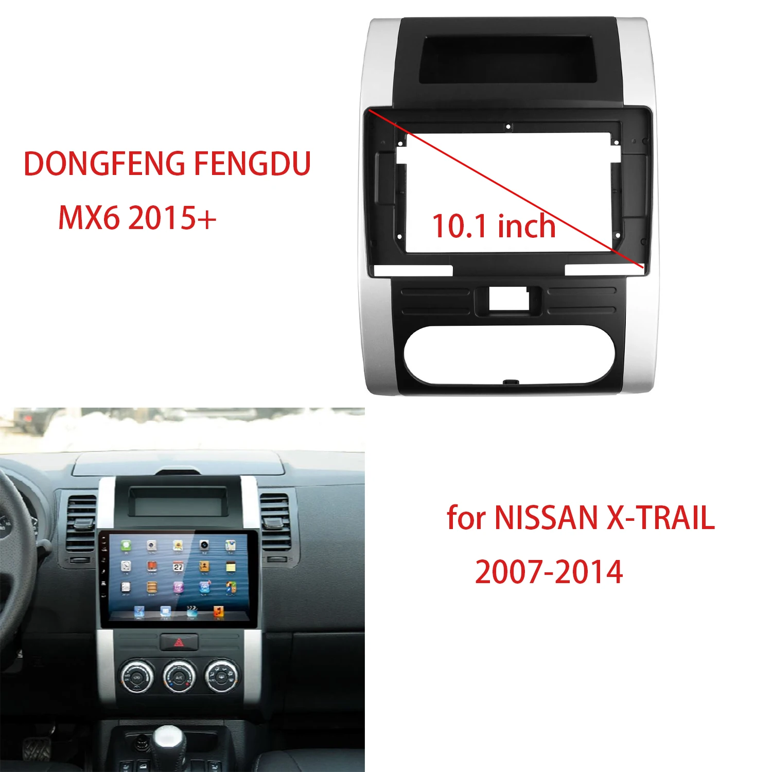 10.1 INCH Radio Frame for NISSAN X-TRAIL 2007-2014 DONGFENG FENGDU MX6 2015+ GPS Navigation Fascia Faceplates Dash Mount Kit