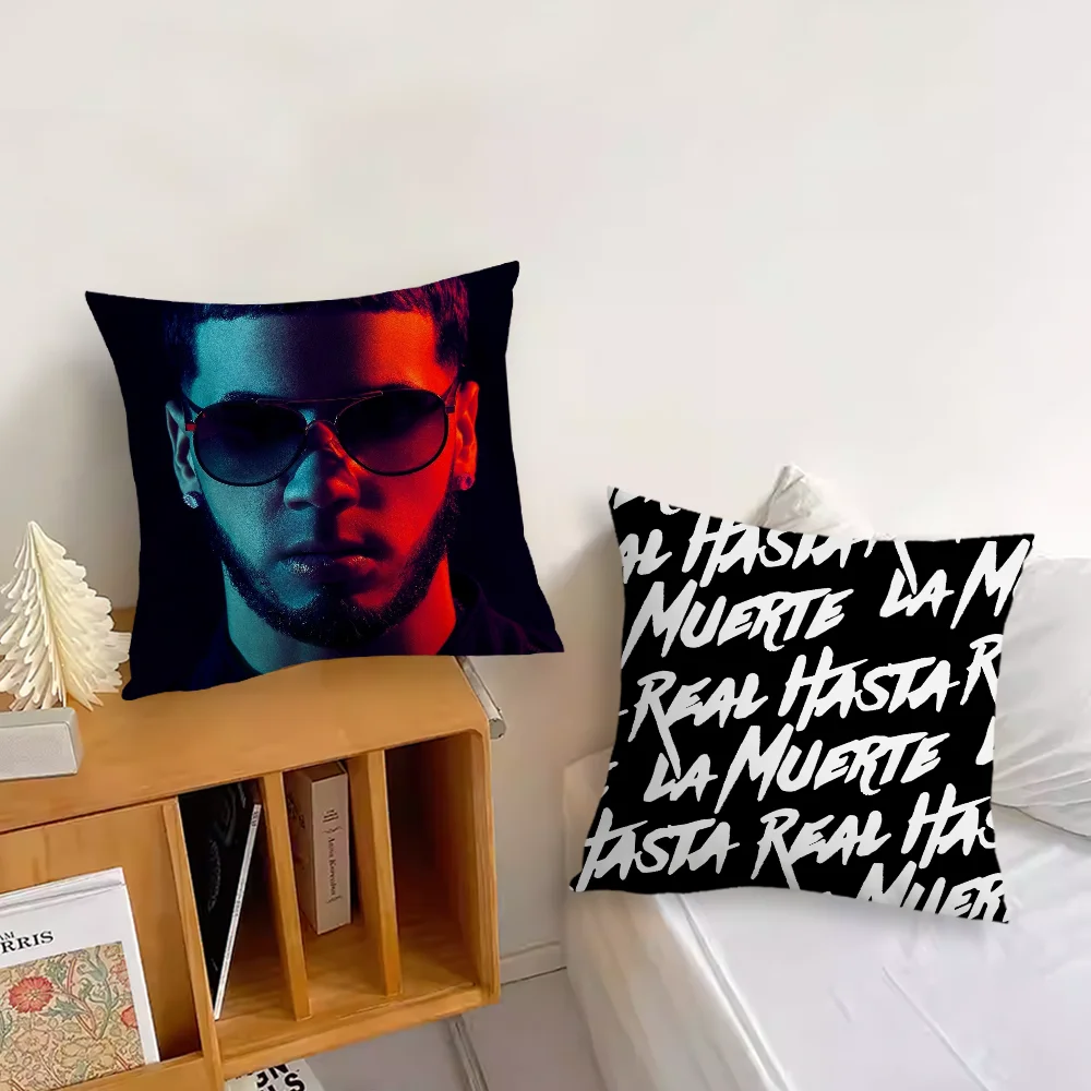 Rapper Anuel AA Real Hasta La Muerte Pillow Case Sofa Living Room Bedroom Headboard Backrest Cushion Square Cushion Nap Time