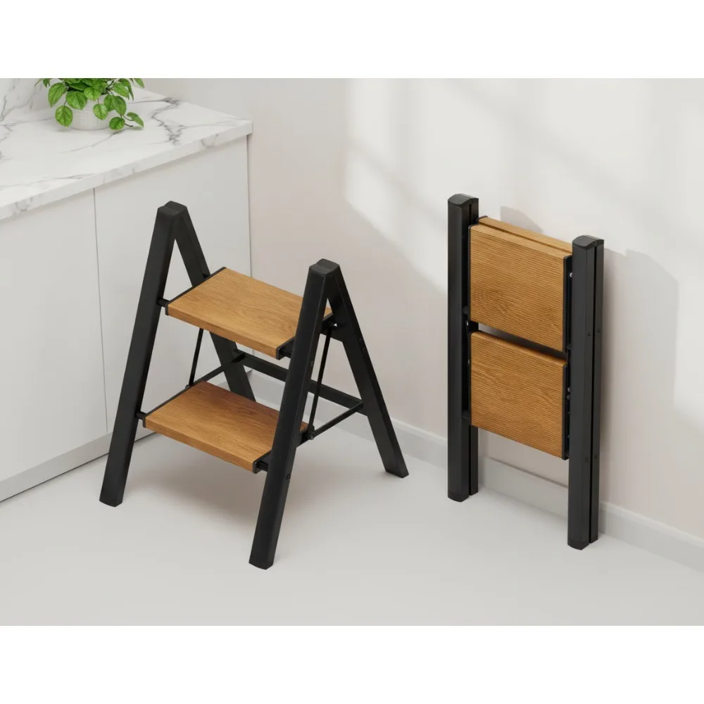 

Легкий складной 2-ступенчатый табурет, алюминиевая противоскользящая широкая лестница с педалью, емкость 330 фунтов для дома, кухни, офиса