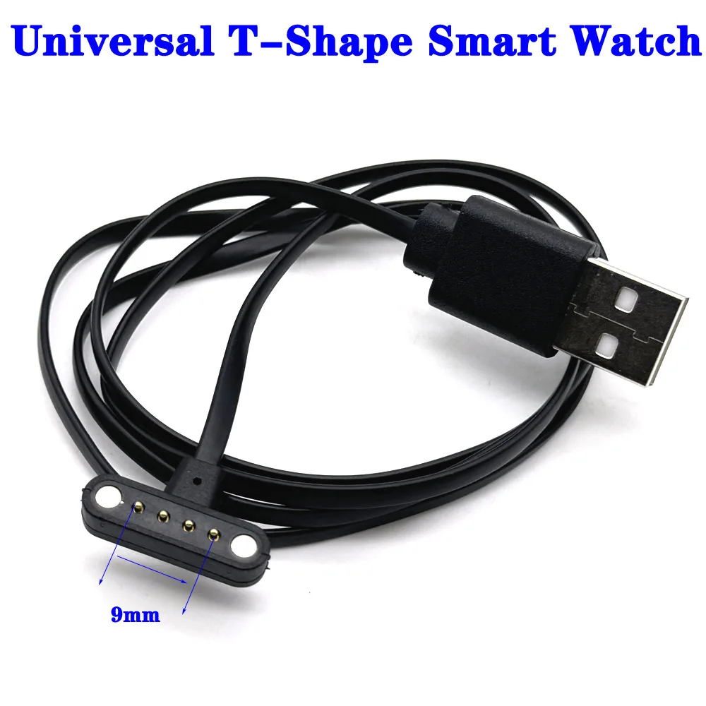 4Pin 9mm Universal T-Shape Smart Watch Bracelet Magnetic Data Charging Cable USB Backup Chargers Support DM98 LemX10/DM20