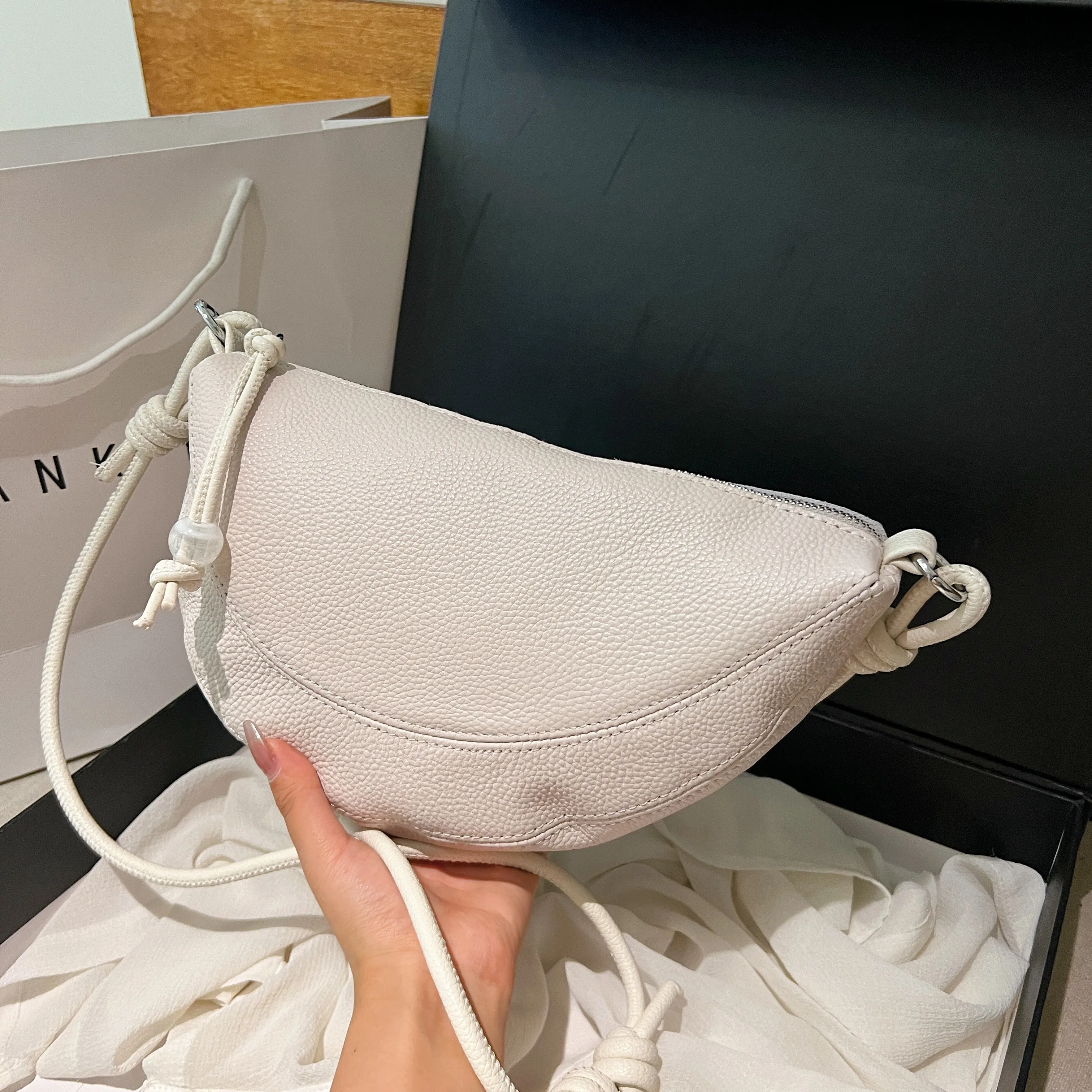 New Genuine Leather Women\'s Handbag Solid Color Simple Female  Shoulder Bag Wallet Fashion Trend Women Saddle Bags Sac A Main