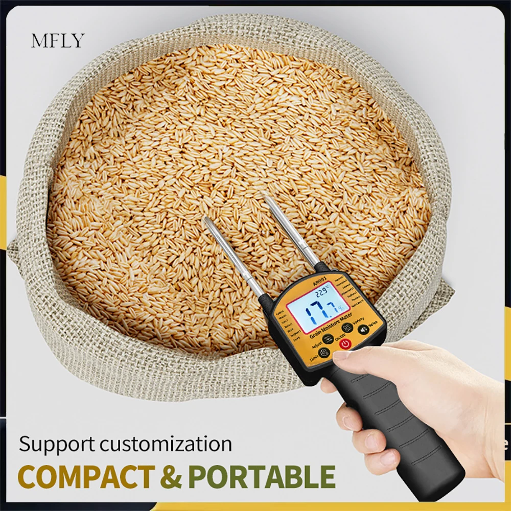 Professional Digital Grain Moisture Meter for Corn Wheat Rice Peanut Grain Sorghum Feed Rapeseed Measurement Moisture Tester
