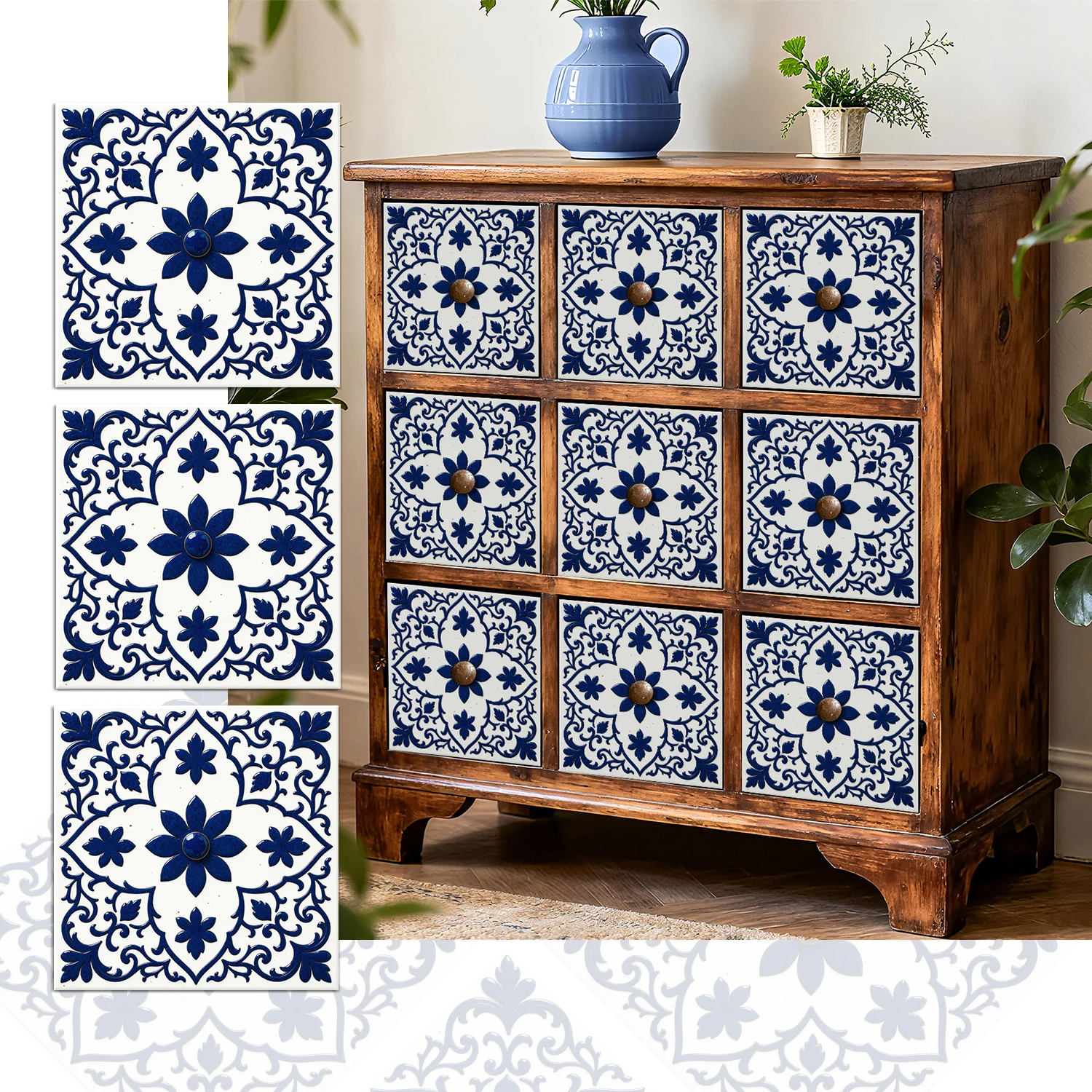 

36 pieces of minimalist floral tile stickers, self-adhesive wall stickers, waterproof kitchen, bathroom and home decoration