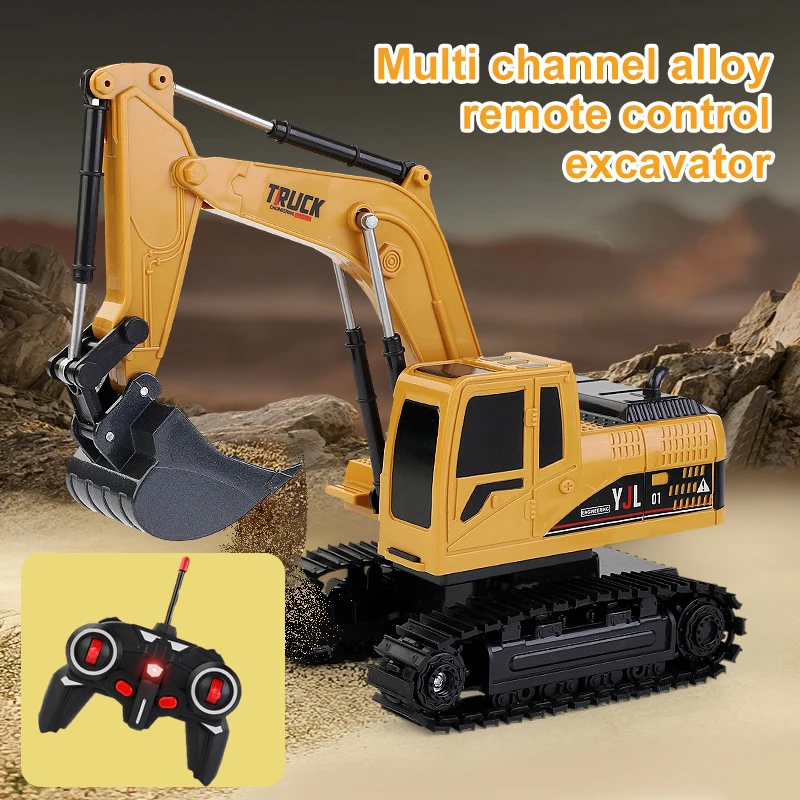 Remote Control Excavator Handle Remote Control Toy Six Channel 2.4G Track Four-Wheel Drive Rotating Boy Alloy Engineering Vehicl