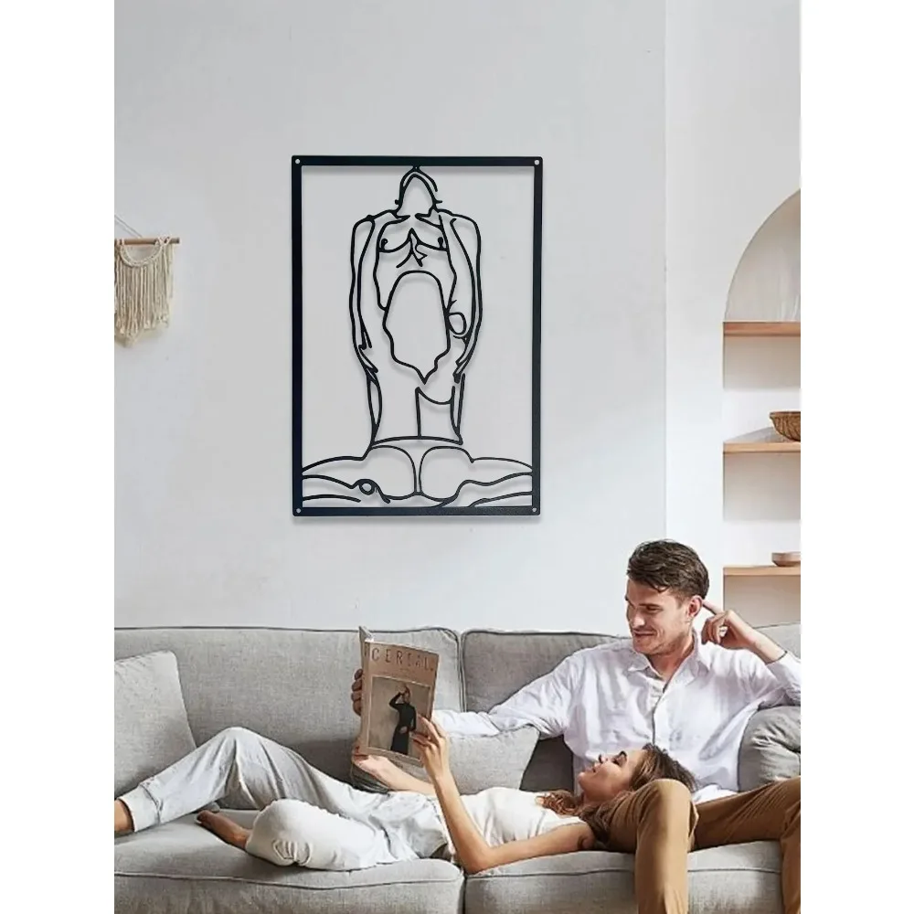 1pc Metal wire drawing A man and a woman create motion line art for their family, perfect gifts, wall decorations and presents