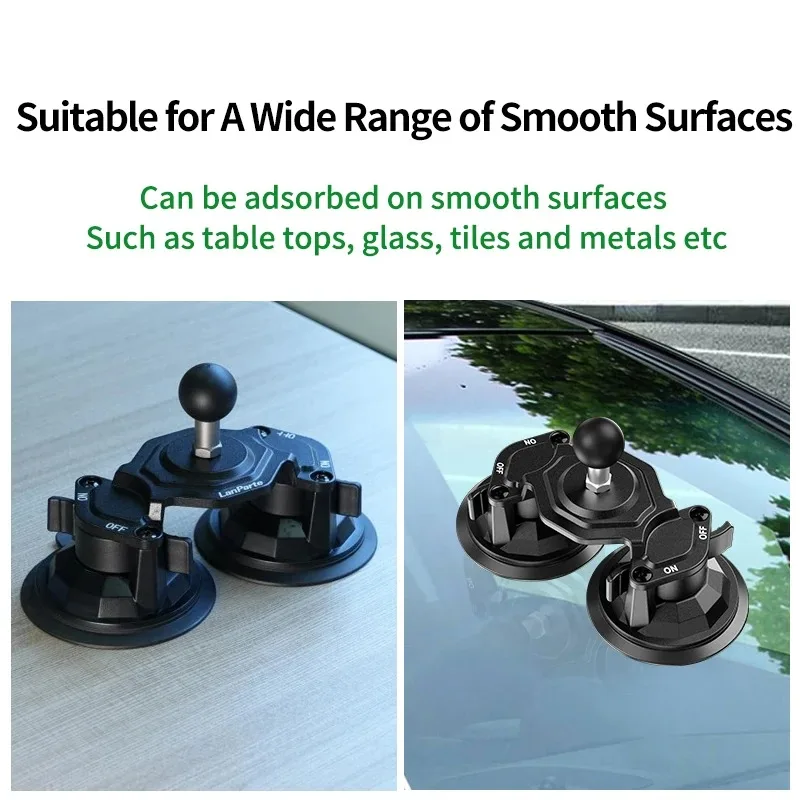 Heavy Duty Dual Suction Cup Car Mount 25.4mm Rubber Ball Head Industrial Grade Vacuum Holder for Action Camera GoPro Insta360 70 view 6