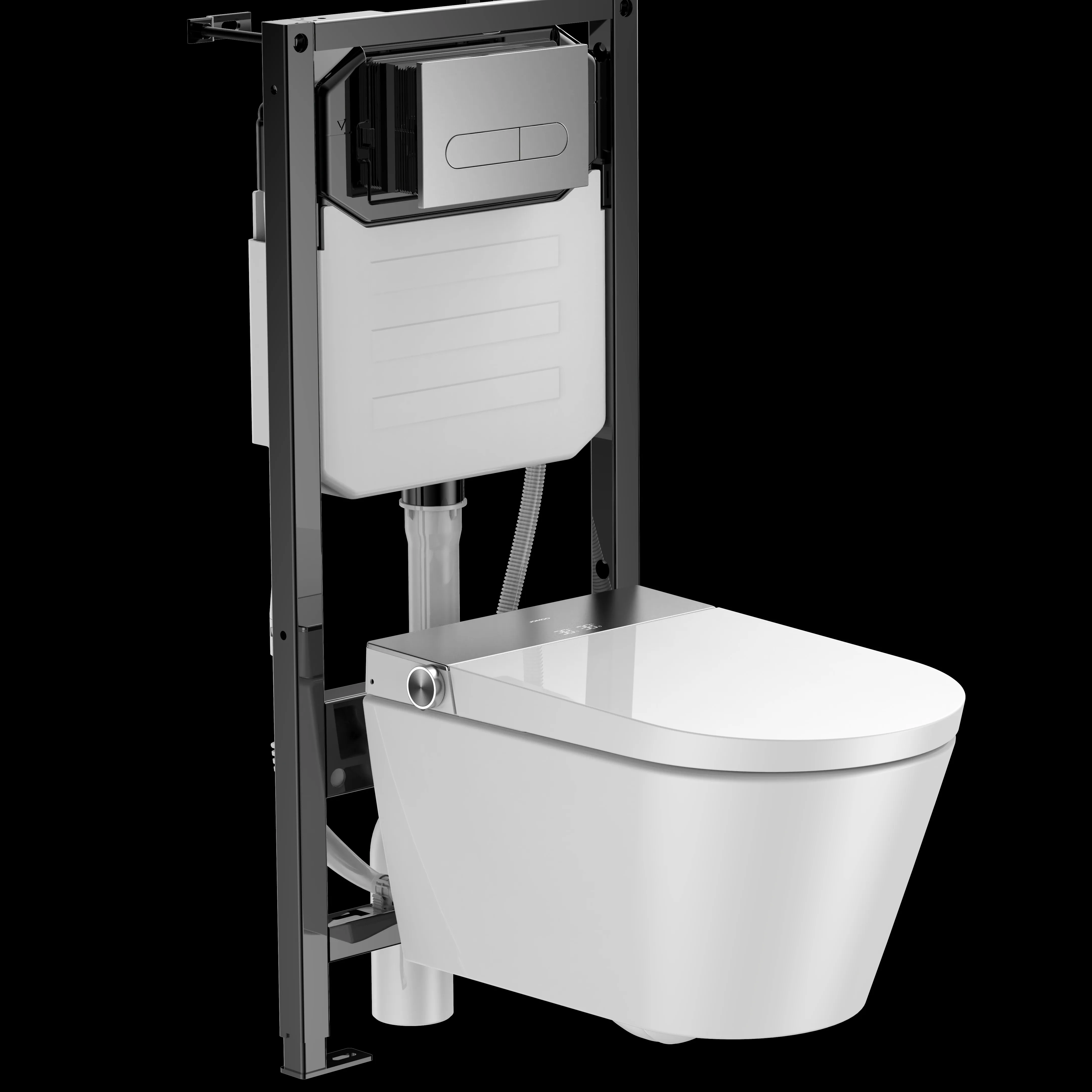 

Multiple Functions Smart Toilet Wall Mounted ECO Siphon Flushing Smart Toilet With Concealed Water Tank Auto Lid Opening