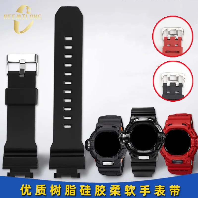 Silicone rubber watch strap resin Convex joint black watchband accessories Bracelet For CASIO G-shock GW-9200 GW-9110 G-9200