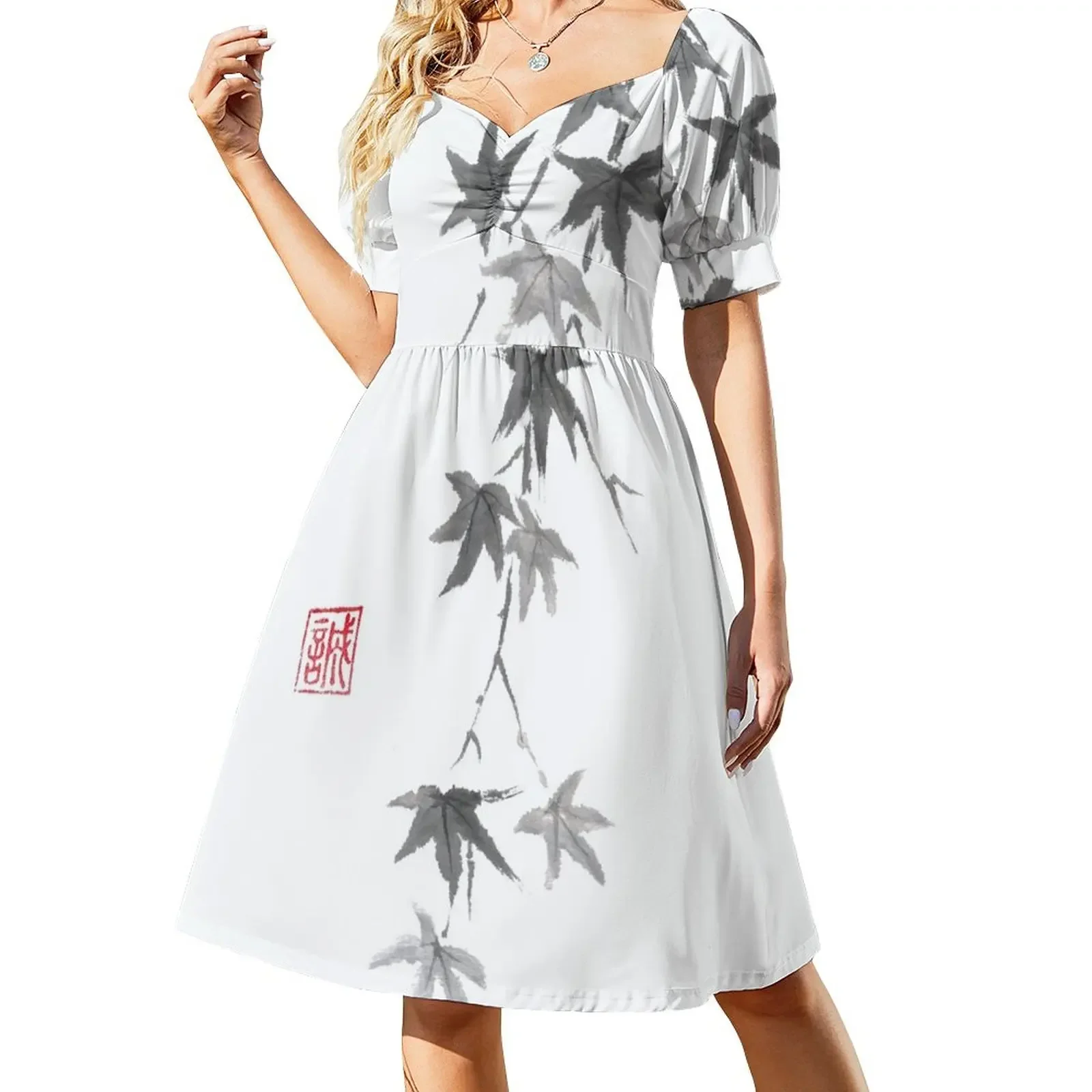 

Star rain sumi-e painting Short-Sleeved Dress women's summer dresses 2025 luxury evening dresses 2025