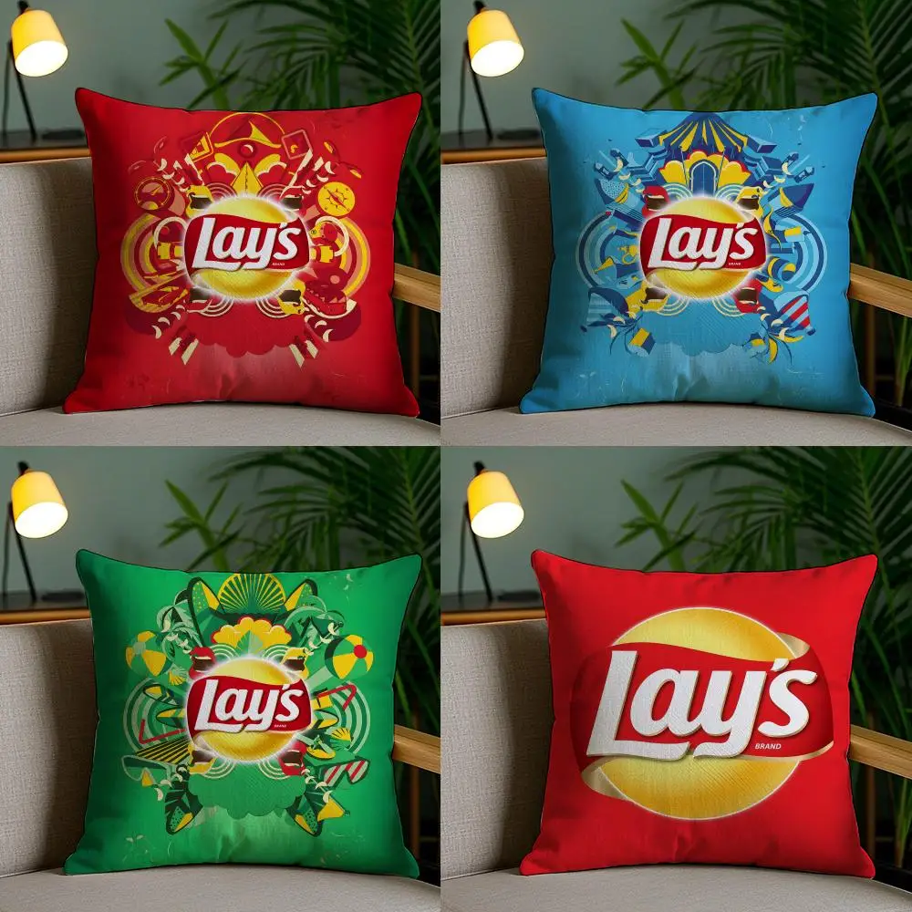 L-lay-s Food Brand Pillow Case Cushion Cover Soft Washable Pillow Case Multi-Scene For Couch Bed Travel Office Use