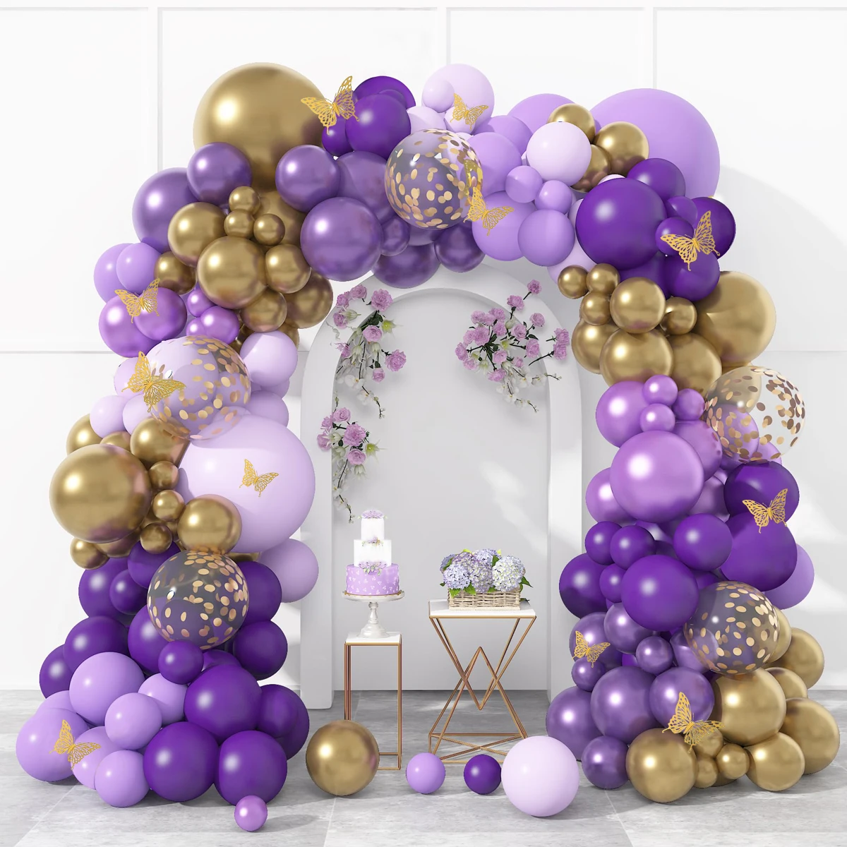 

Butterfly Purple Balloon Garland Arch Kit Wedding Birthday Party Decor Metallic Latex Balloons For Girls Baby Shower Globos