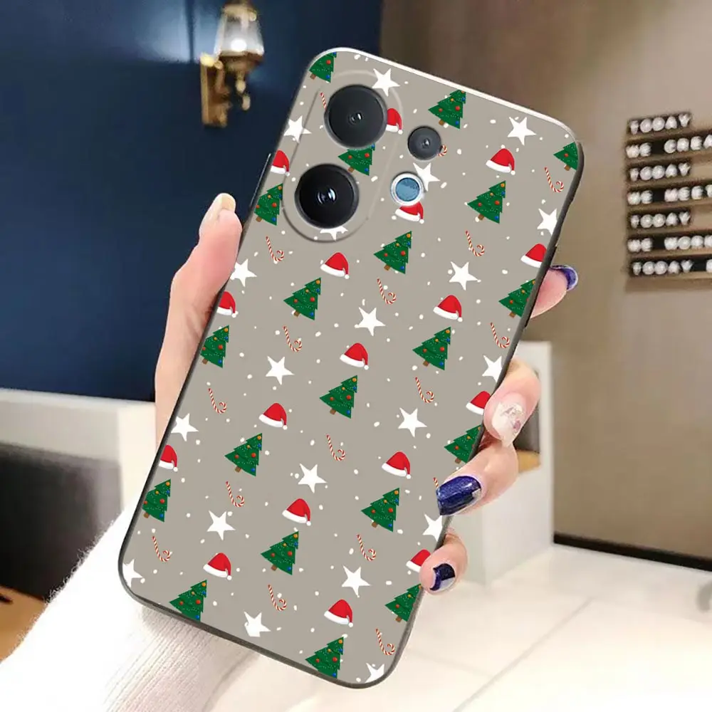 Phone Case For VIVO V70 V60 V50 V40 V20 V21 V23 V23E V25 V25E V27 V27E V29 V29E V30 TPU Case Cover Merry Christmas Santa Hat 4