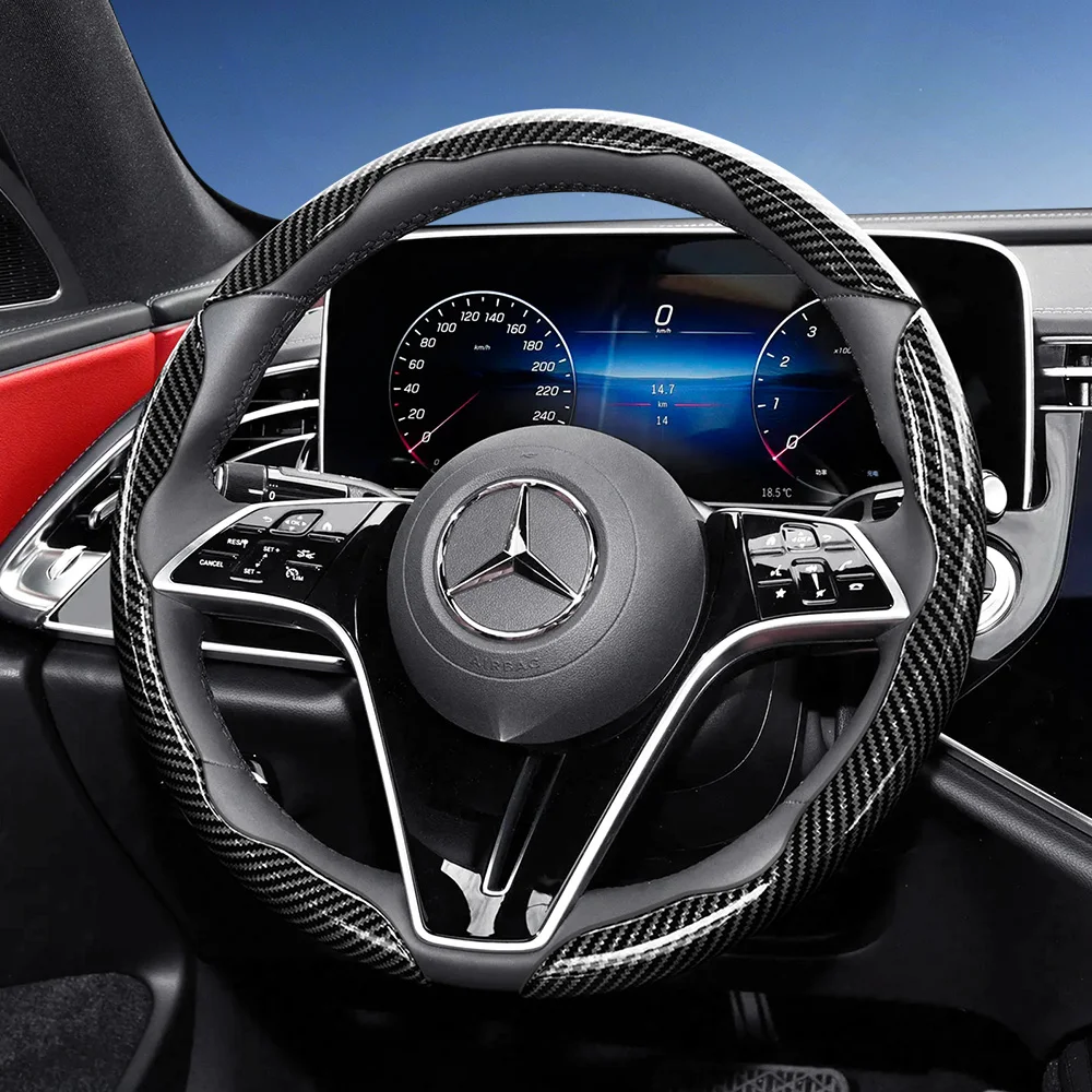 

Suitable for Mercedes-Benz Carbon Fiber Texture Steering Wheel Cover with Segmented Quick-Release Design V g S a E C Class Gle Glc Gla Glb Cls Cla Eqb Eqe Eqs Amg Vito Gls Sl Eqc