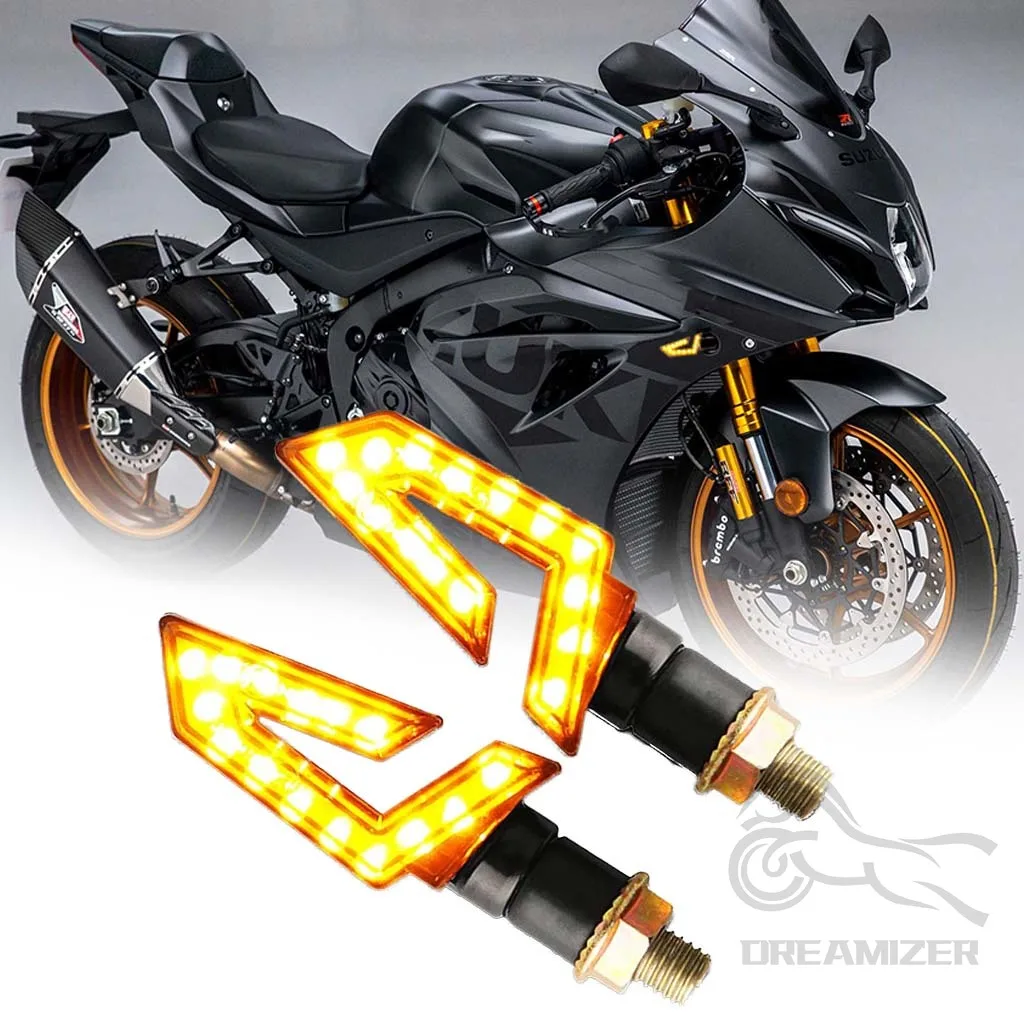 2pcs Waterproof Universal Motorcycle LED Turn Signal Light Amber Blade Lamp Indicator Blinker Flashing Moto For Suzuki