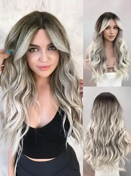 

Grey air shock wig, long water wave wig