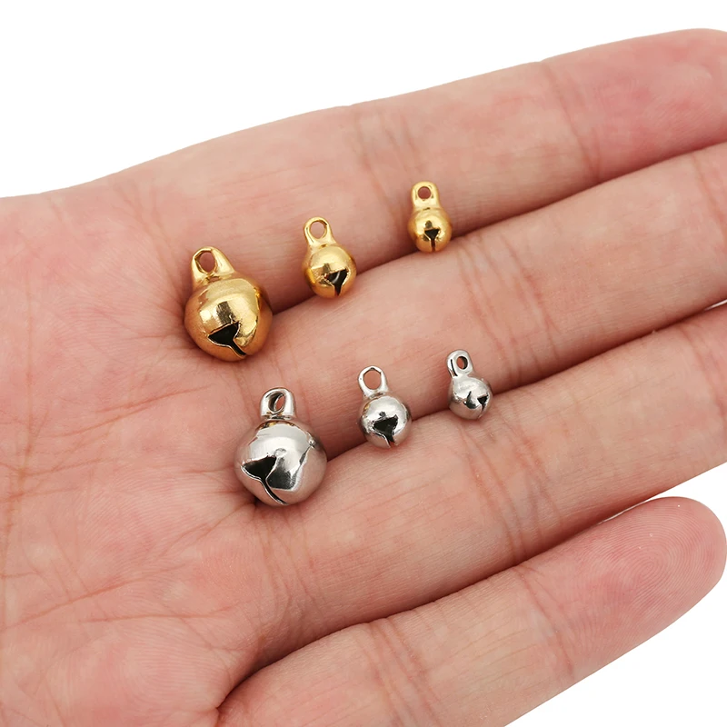 10pcs/lot Stainless Steel Silver Gold Jingle Bells Charm Pendants for DIY Necklace Bracelets Earrings Jewelry Making Supplies - Image 6