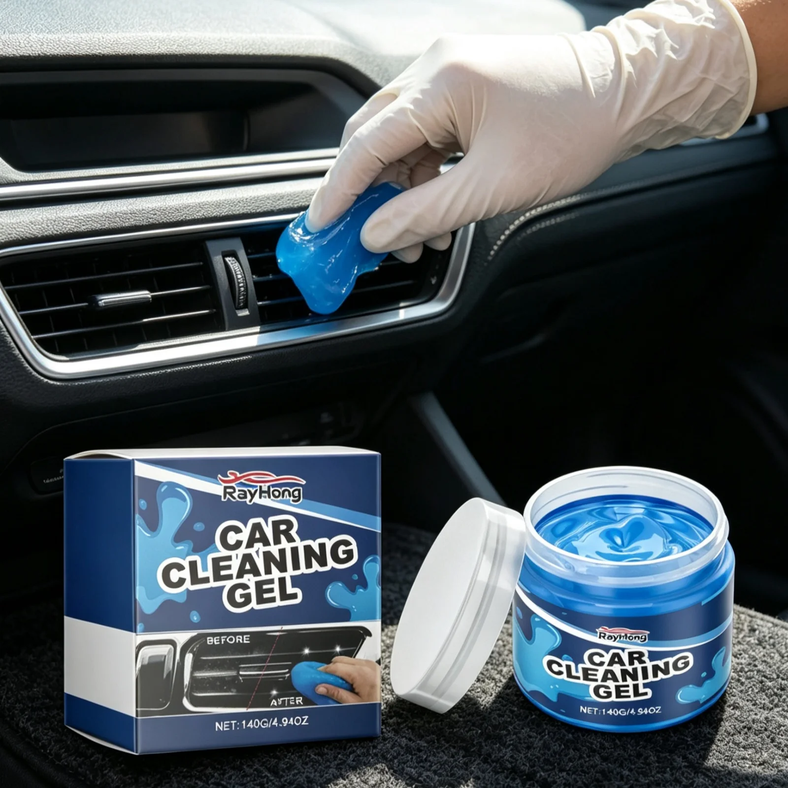 Car Cleaning Gel Cleansing Air Vent Dashboard Hidden Dust Gap Keeping Interior Fresh Reusable Multi Purpose Soft Viscosity Glue