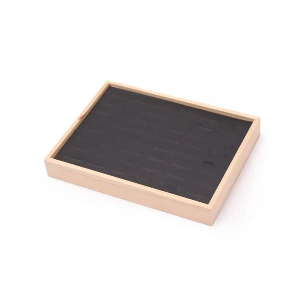 48 Grids Wood Rings Tray Exquisite Ear Studs Case Earrings Display Tray Velvet Jewlery Organizer Ring Earring Holder