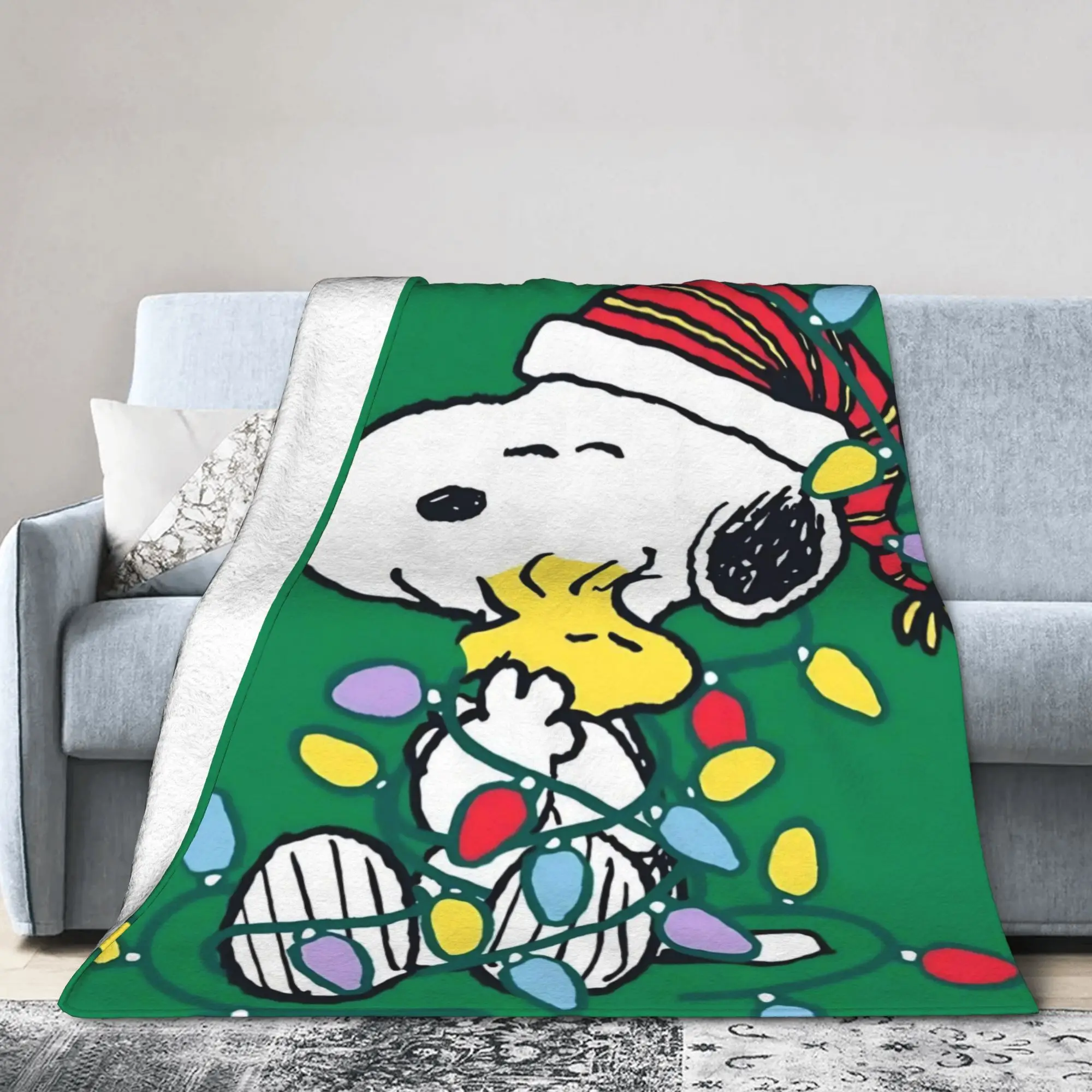 S-Snoopys Xmas  Merry Christmas Plush Blanket  Creative Throw Blanket for Home 125*100cm Plush Thin Quilt
