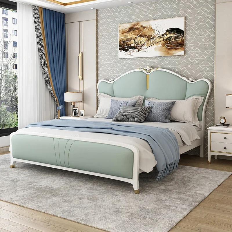 

Unique Headboard Simple Double Bed Queen King Size Twin Living Room Double Bed Luxury Modern Cama Matrimonial Bedroom Furniture