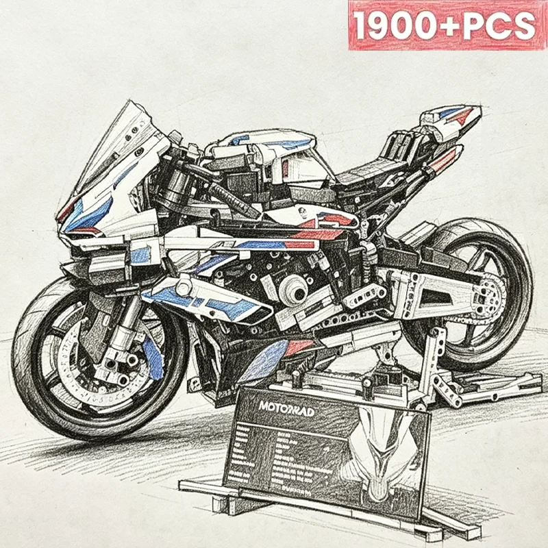 Model Kit Anubis - 1920-teiliges Motorrad-Baustein-Set, Simulationsmodell, Dekoration, Montagemodell, anspruchsvolles