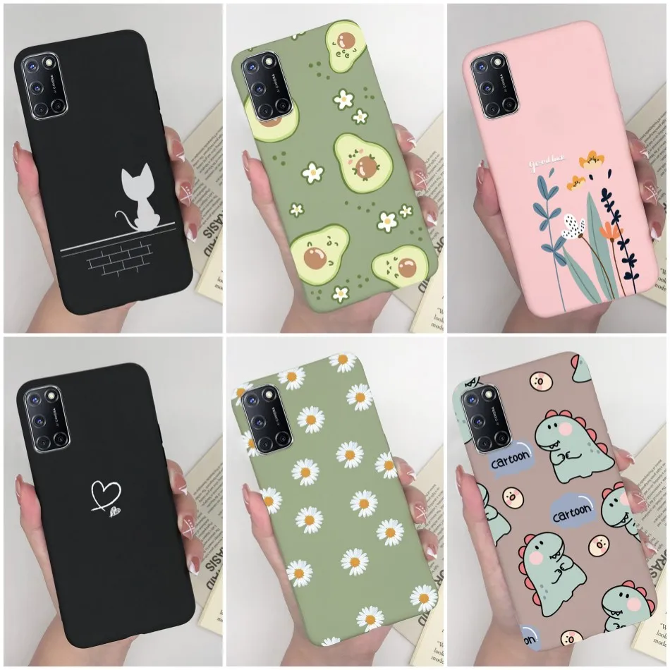 Para oppo A52 A72 A92 funda de silicona de dibujos animados Coque corazón pintado cubierta para Oppo A72 A52 A 52 A 72 A 92 OppoA52 OppoA92 funda de teléfono