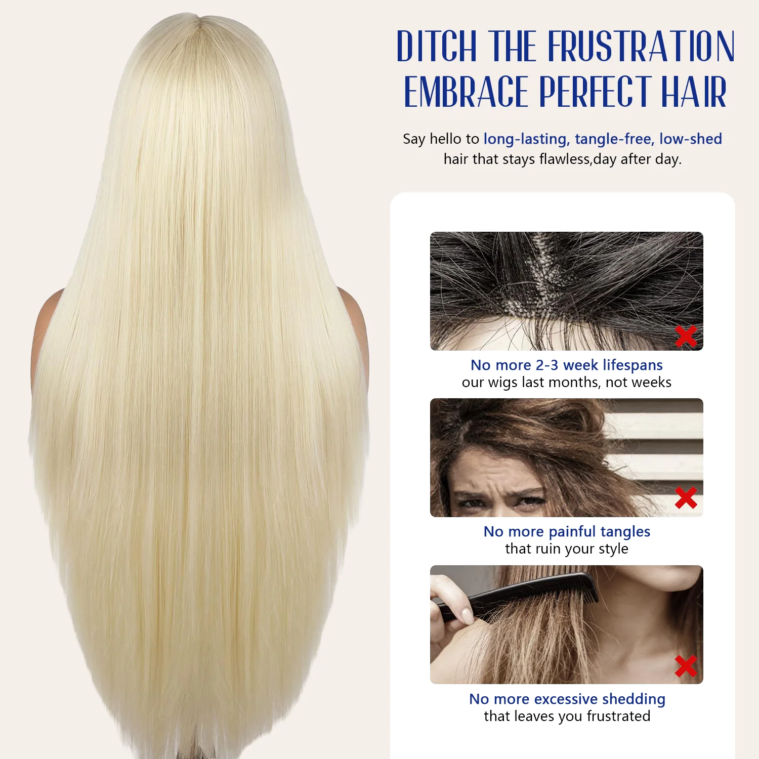Halloween Long Anime Cosplay Wig 613 Blonde 200% Density 40 Inches 13x6 13x4 HD Transparent Lace Frontal Wig #613 Bone Straight Human Hair Wigs Blonde For Women Pre Plucked Brazilian Hair image 6