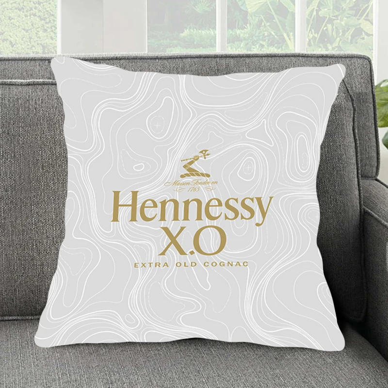 Square pillow bedroom sofa leisure comfortable pillow car living room Hennessy Brandy brand logo cushion pillowcase Home Decor