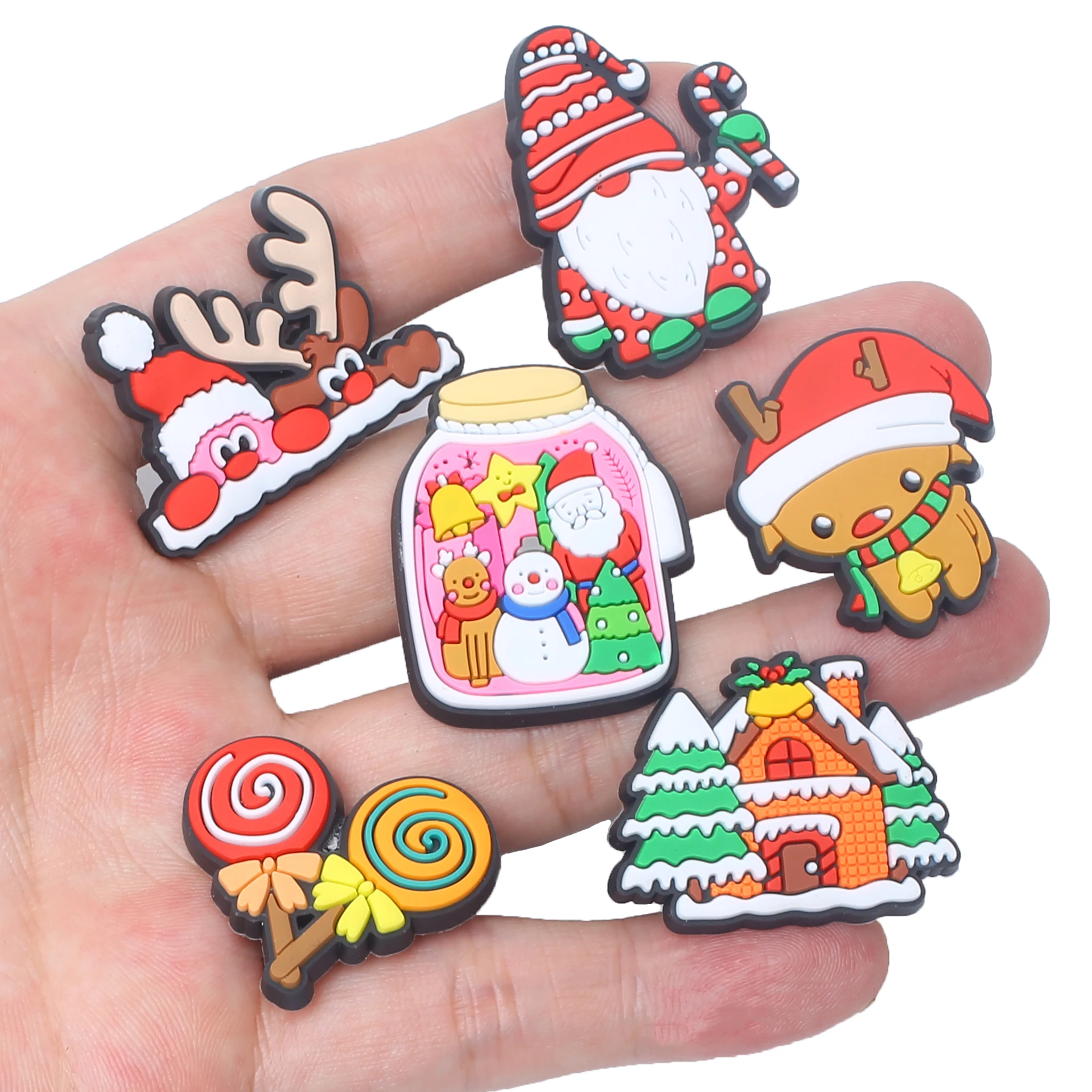 1pcs New Christmas Shoe Charms Candy Accessories Children Shoe Decorations Fit Wristband Classic Clog for Christmas Gift