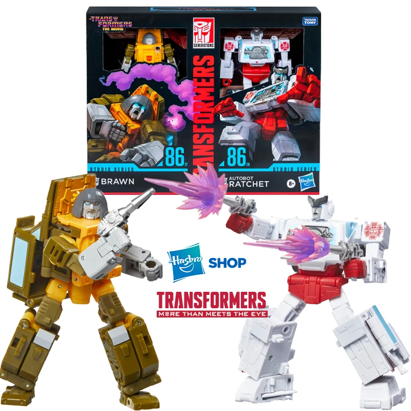 

Hasbro Transformers Studio Series Deluxe The Transformers: The Movie Brawn & Autobot Ratchet Action Figure Collectible Mdoel