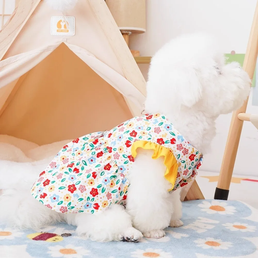 

Decorative Floral Print Dog Princess Dress Thin Soft Pet Summer Dress Breathable Pet Dog Clothes for Small Dog