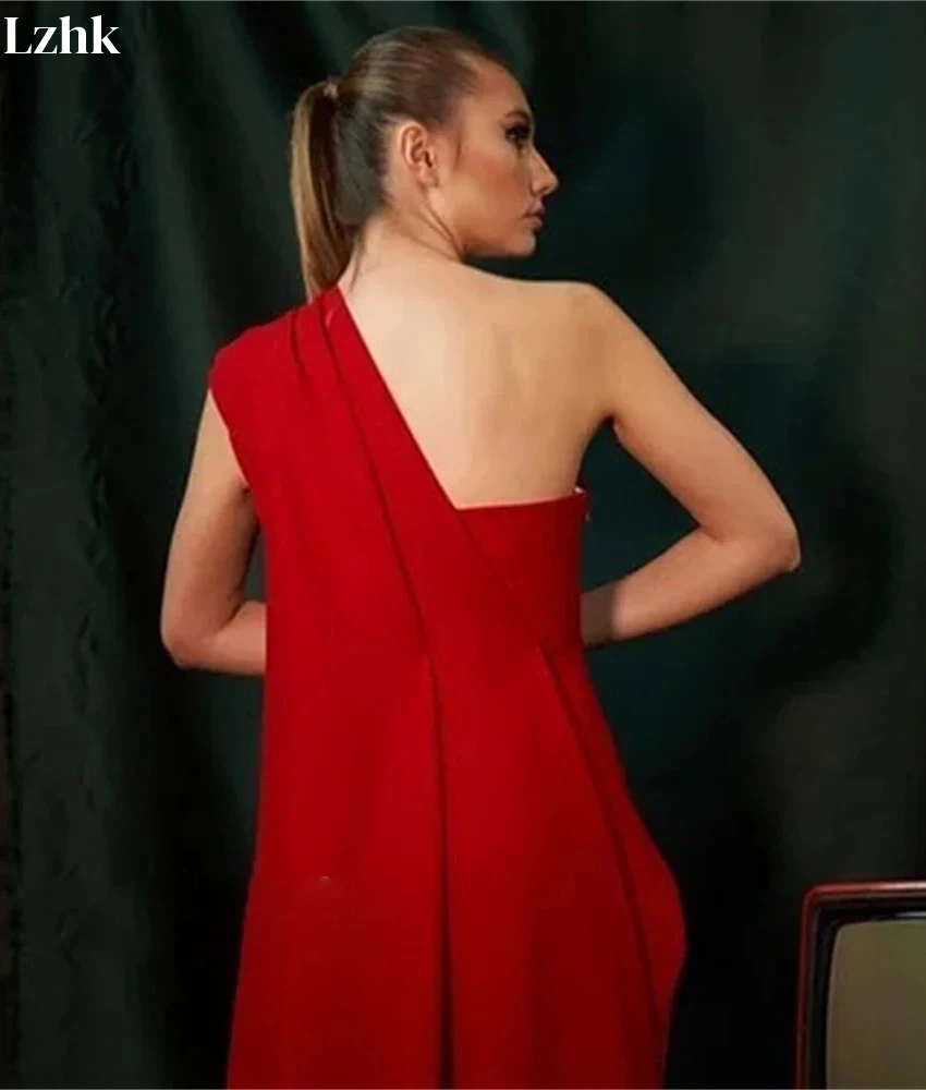 Personalizado de alta qualidade camisa a linha um ombro vestido de noite moda sem mangas até o chão vestidos de celebridades tamanho personalizado