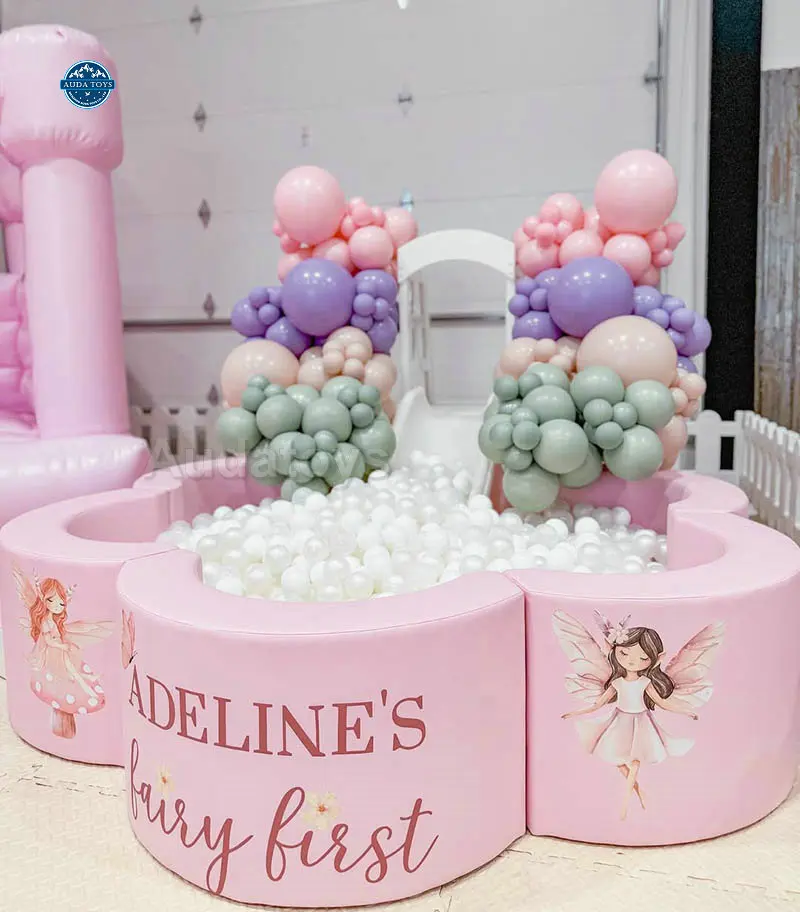 Mobile Indoor Playground Soft Play Set Pink Flower Play Equipment For Kids Party Rental School & Commercial Use