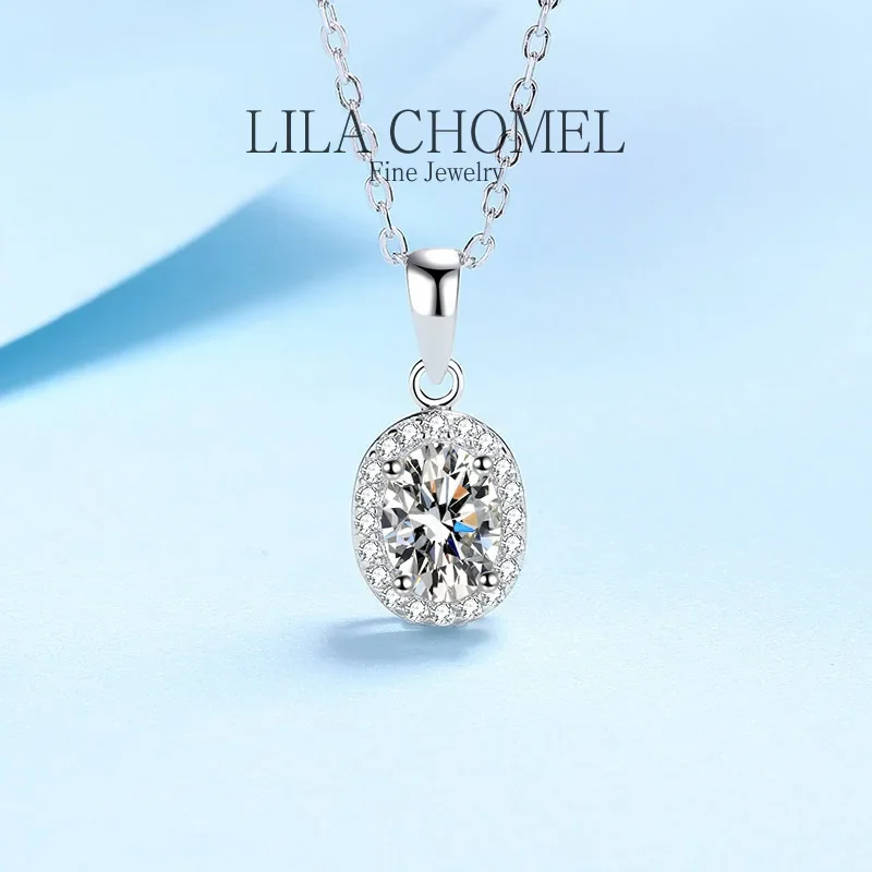 

Nice Pendant White Gold 18K oval fine Jewelry with 1 Carat Real Moissanite Diamond Necklace for Women very popular GRA Certified