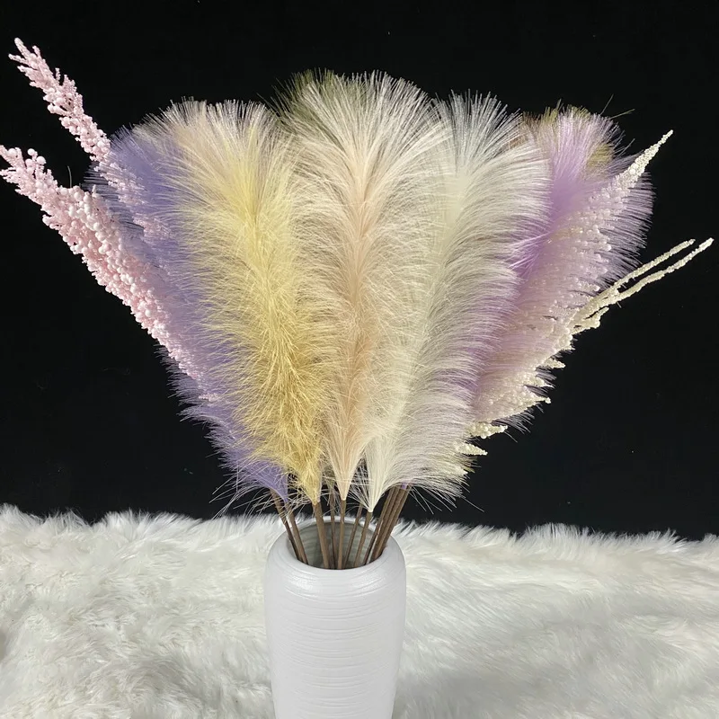 1pcs Silk Pampas Grass Decor Artificial Flowers Bouquet Fluffy Simulation Faux Pampas Arrangements for Wedding Home Decoration